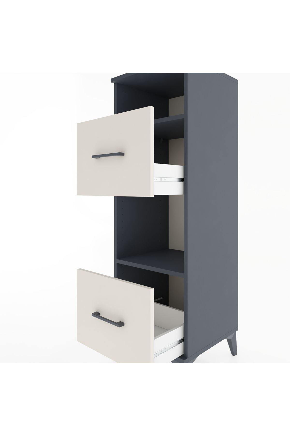 Hyperion Dolap 2 Raflı 2 Çekmeceli 44x44x134 Antrasit-Aytaşı