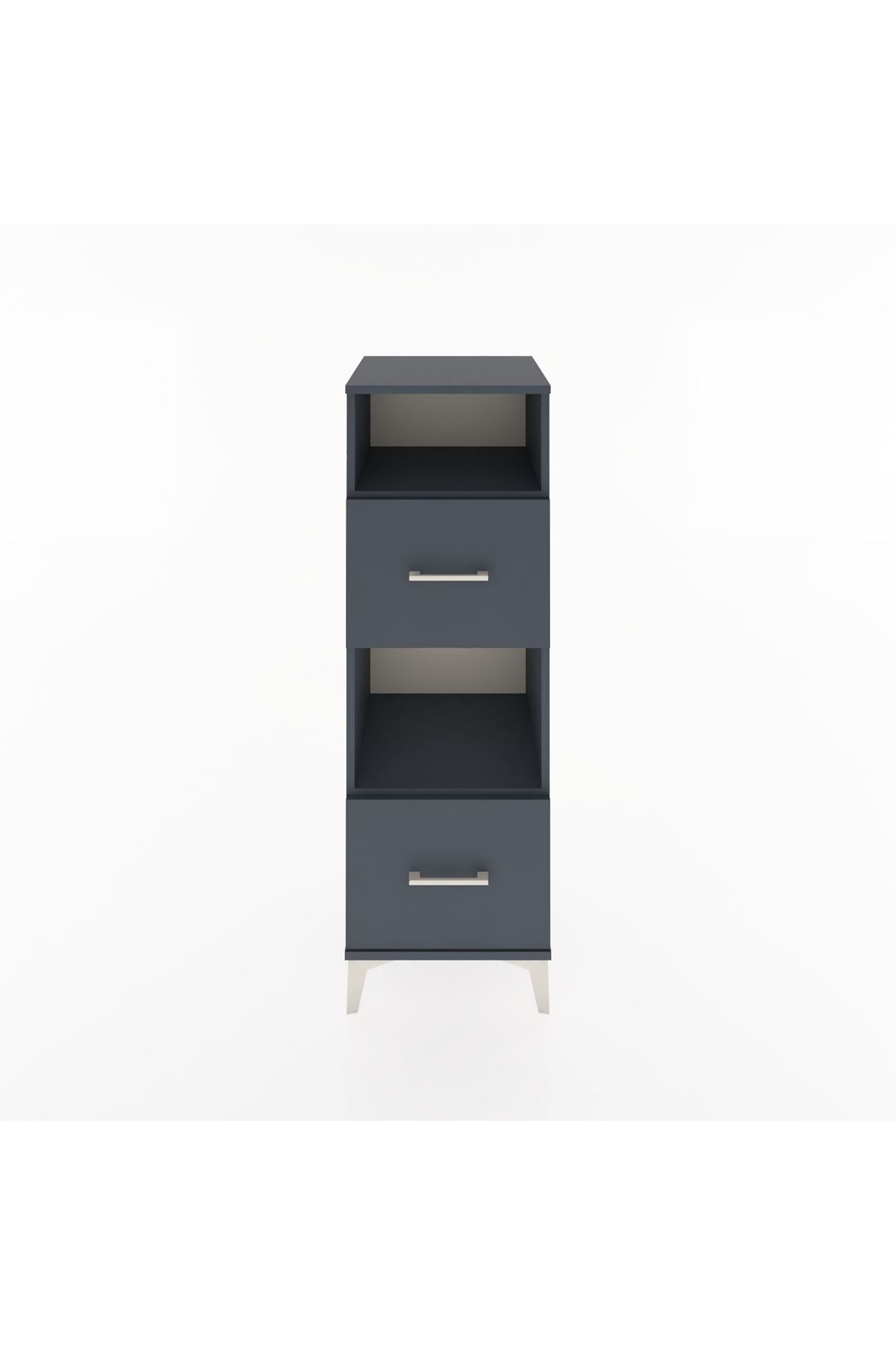 Hyperion Dolap 2 Raflı 2 Çekmeceli 44x44x134 Antrasit-Antrasit