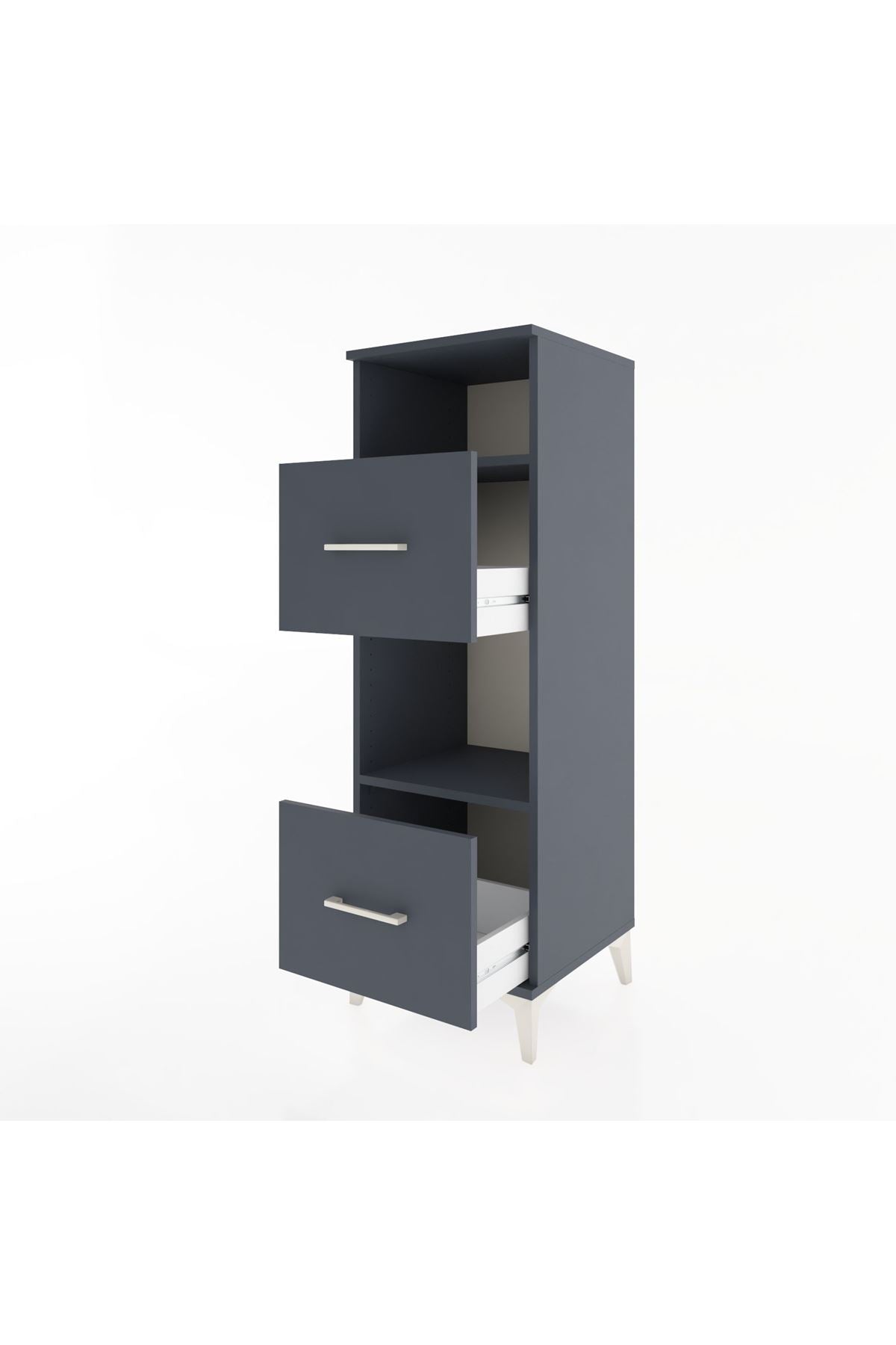 Hyperion Dolap 2 Raflı 2 Çekmeceli 44x44x134 Antrasit-Antrasit