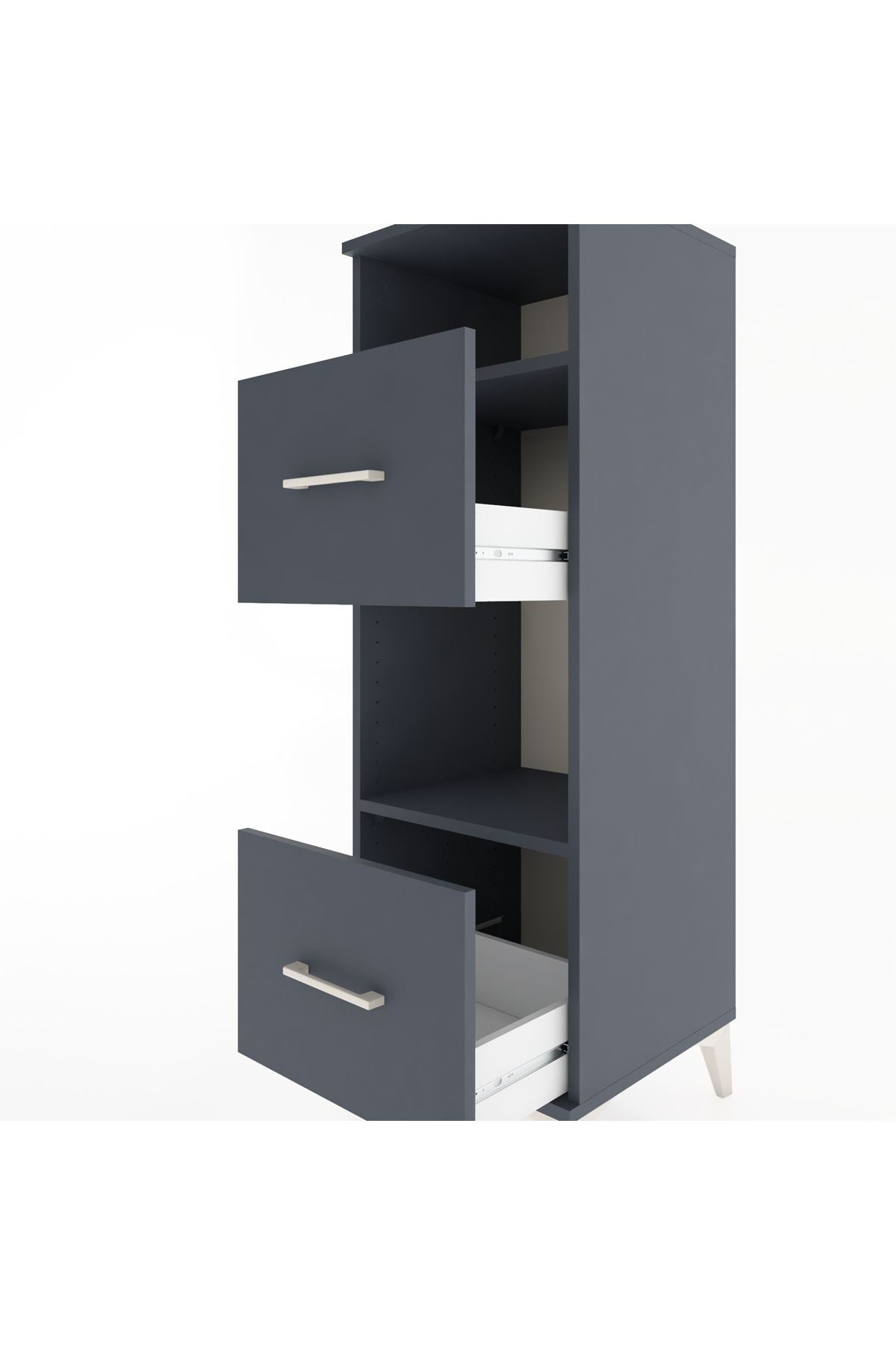 Hyperion Dolap 2 Raflı 2 Çekmeceli 44x44x134 Antrasit-Antrasit