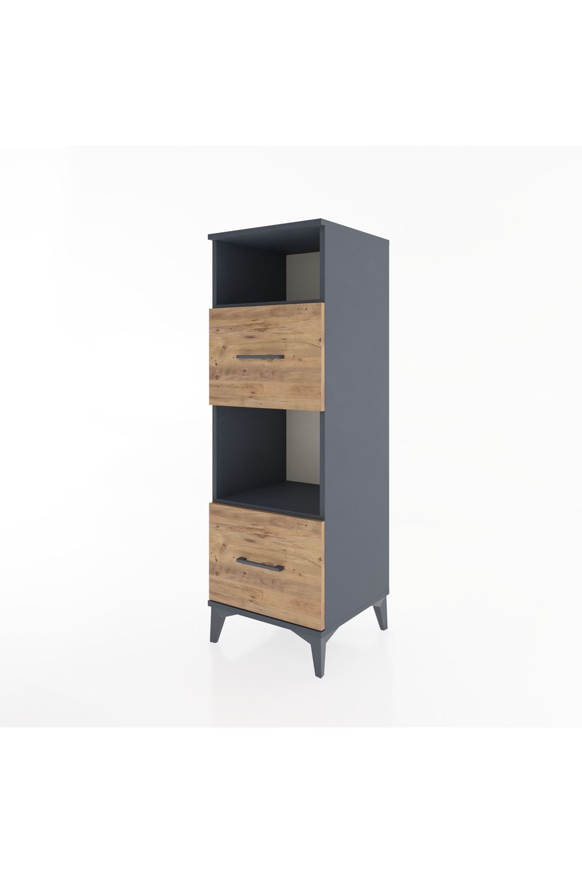 Hyperion Dolap 2 Raflı 2 Çekmeceli 44x44x134 Antrasit-Çam