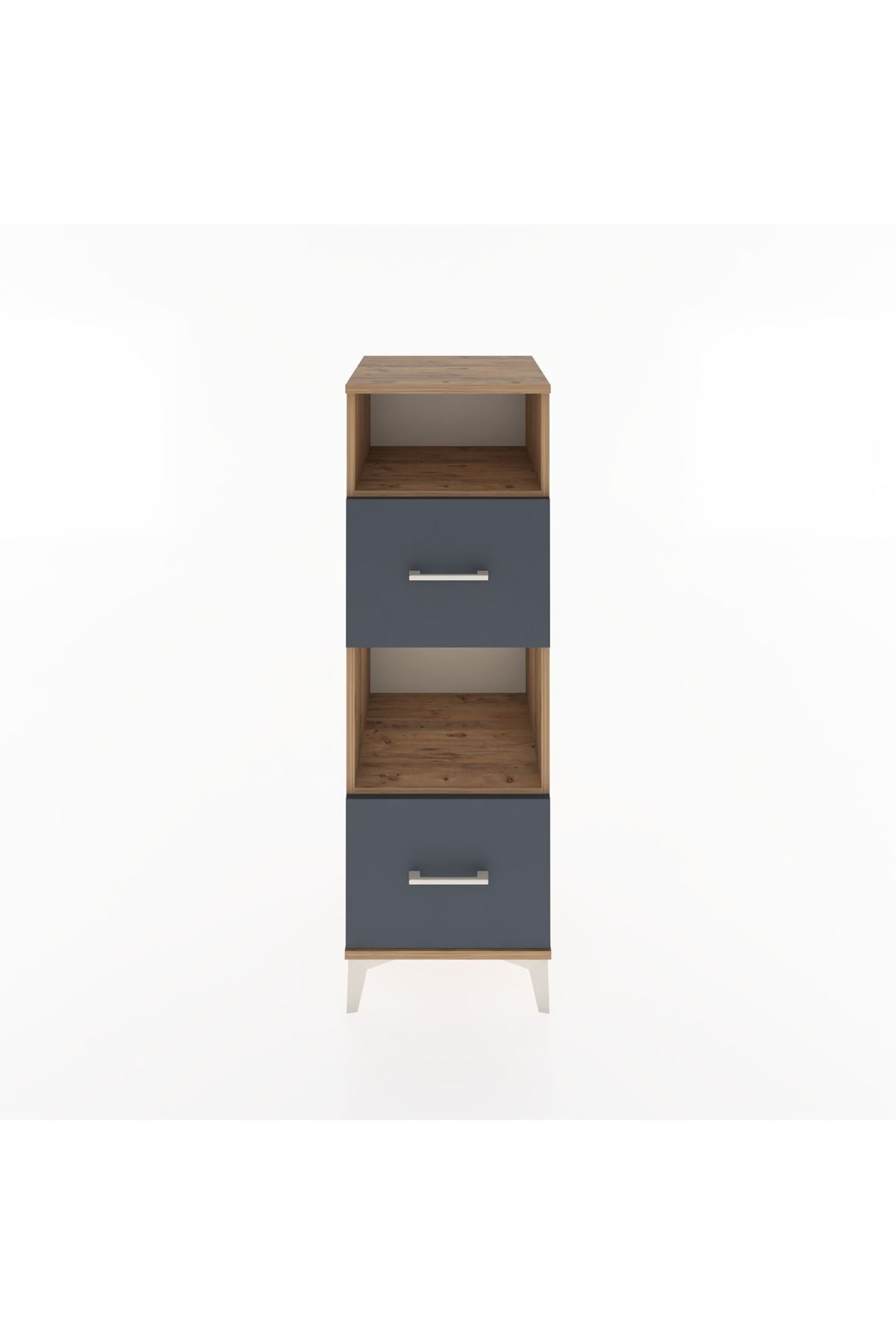 Hyperion Dolap 2 Raflı 2 Çekmeceli 44x44x134 Çam-Antrasit