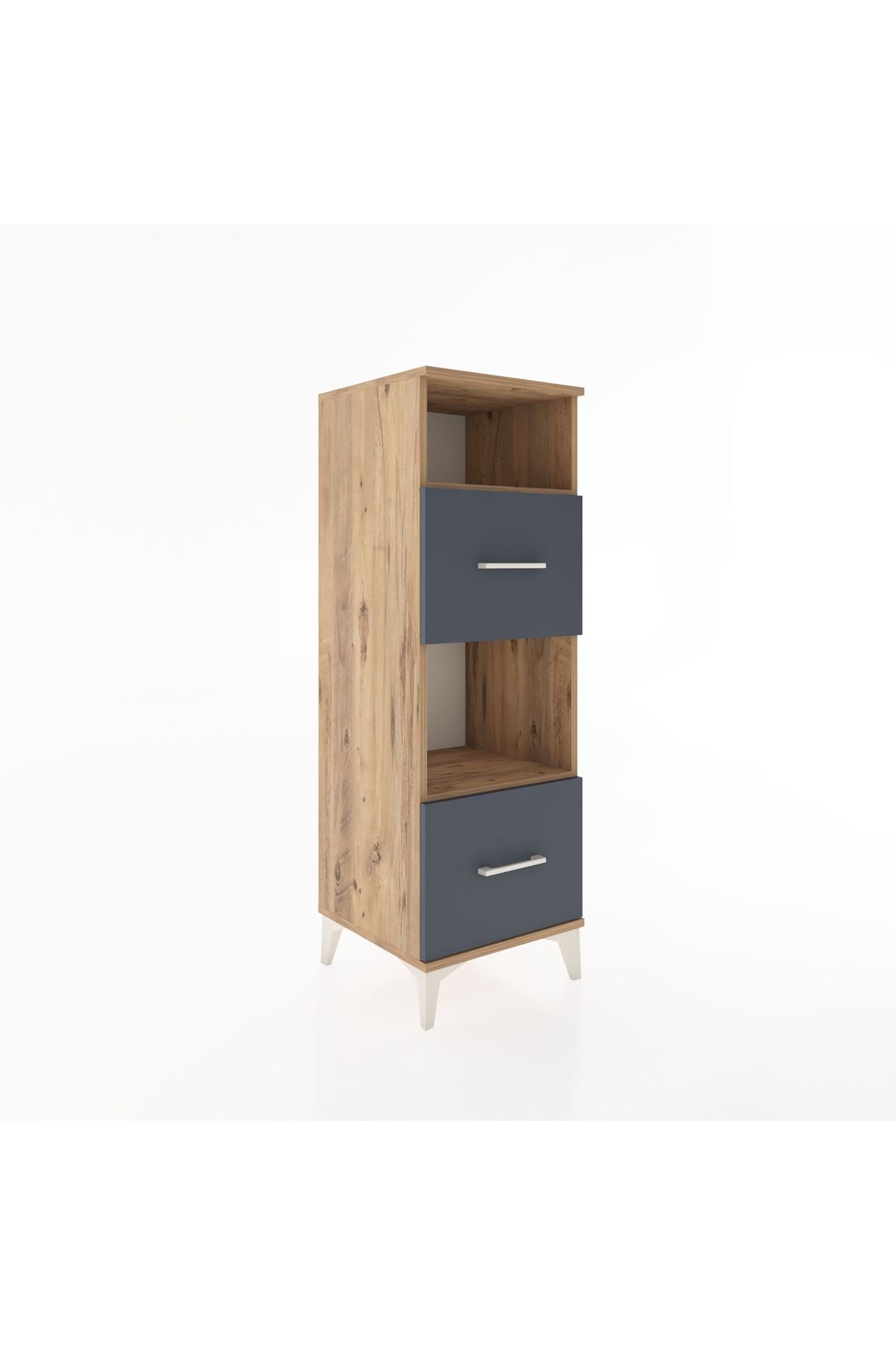 Hyperion Dolap 2 Raflı 2 Çekmeceli 44x44x134 Çam-Antrasit