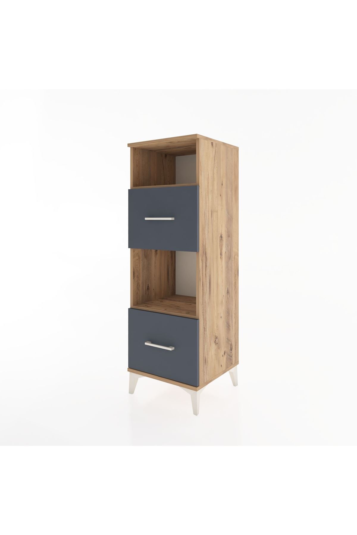 Hyperion Dolap 2 Raflı 2 Çekmeceli 44x44x134 Çam-Antrasit