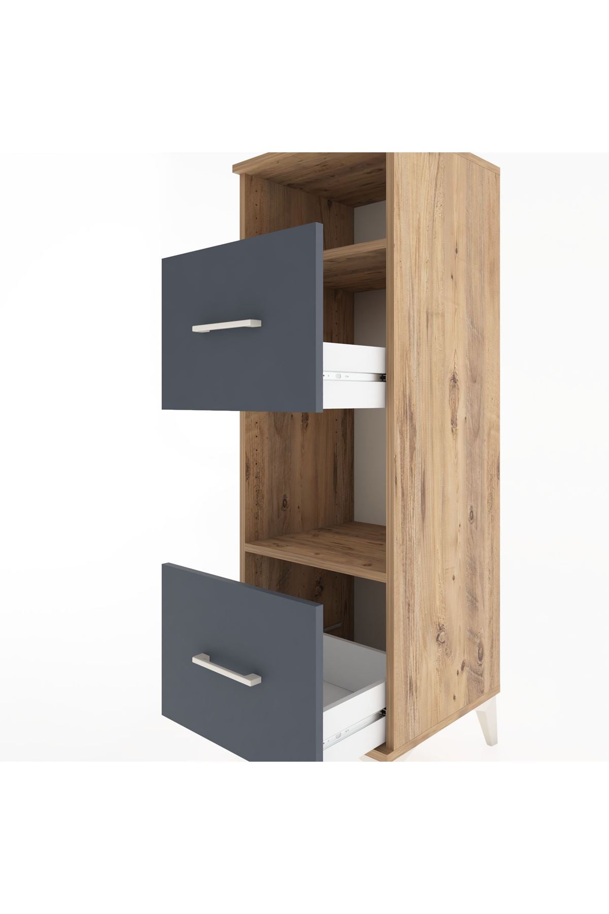 Hyperion Dolap 2 Raflı 2 Çekmeceli 44x44x134 Çam-Antrasit