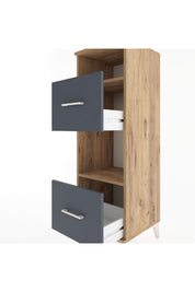 Hyperion Dolap 2 Raflı 2 Çekmeceli 44x44x134 Çam-Antrasit