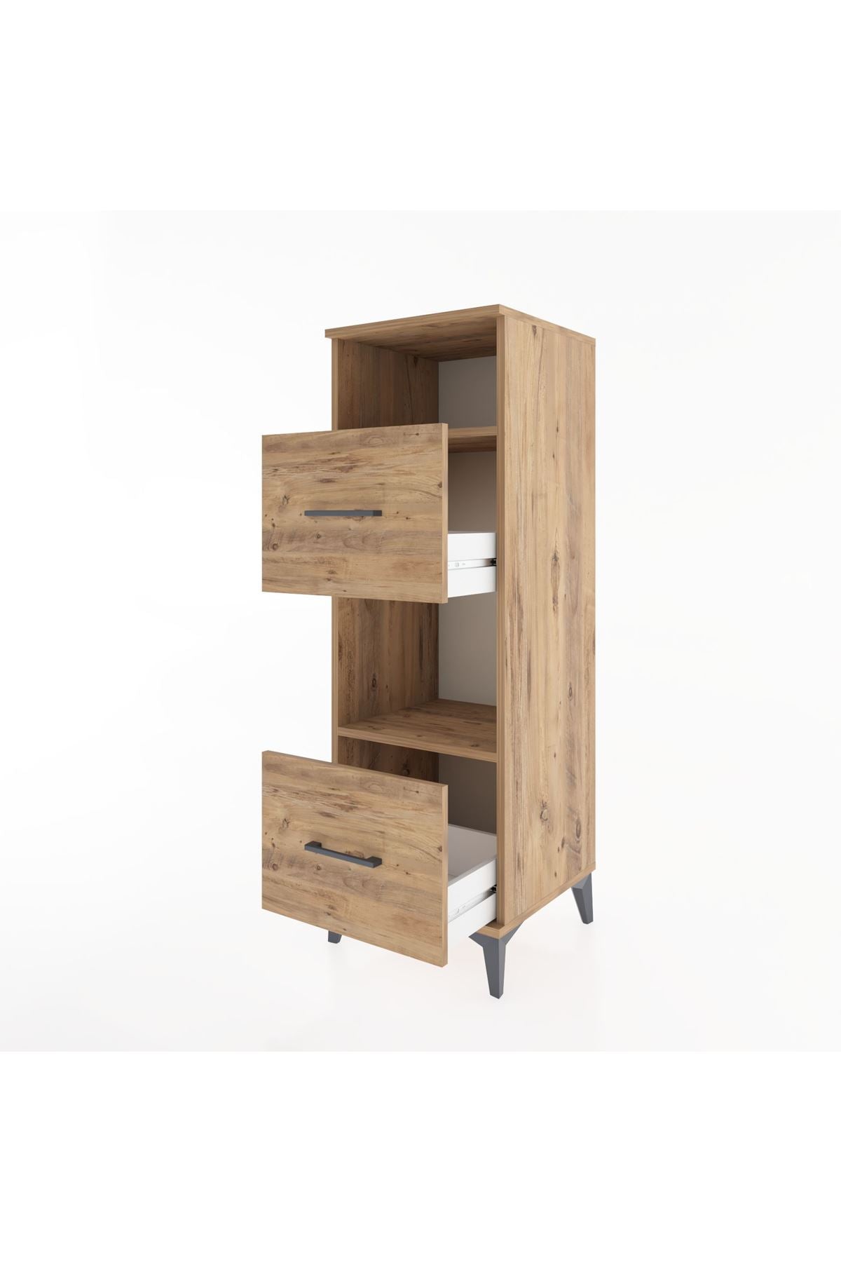 Hyperion Dolap 2 Raflı 2 Çekmeceli 44x44x134 Çam-Çam