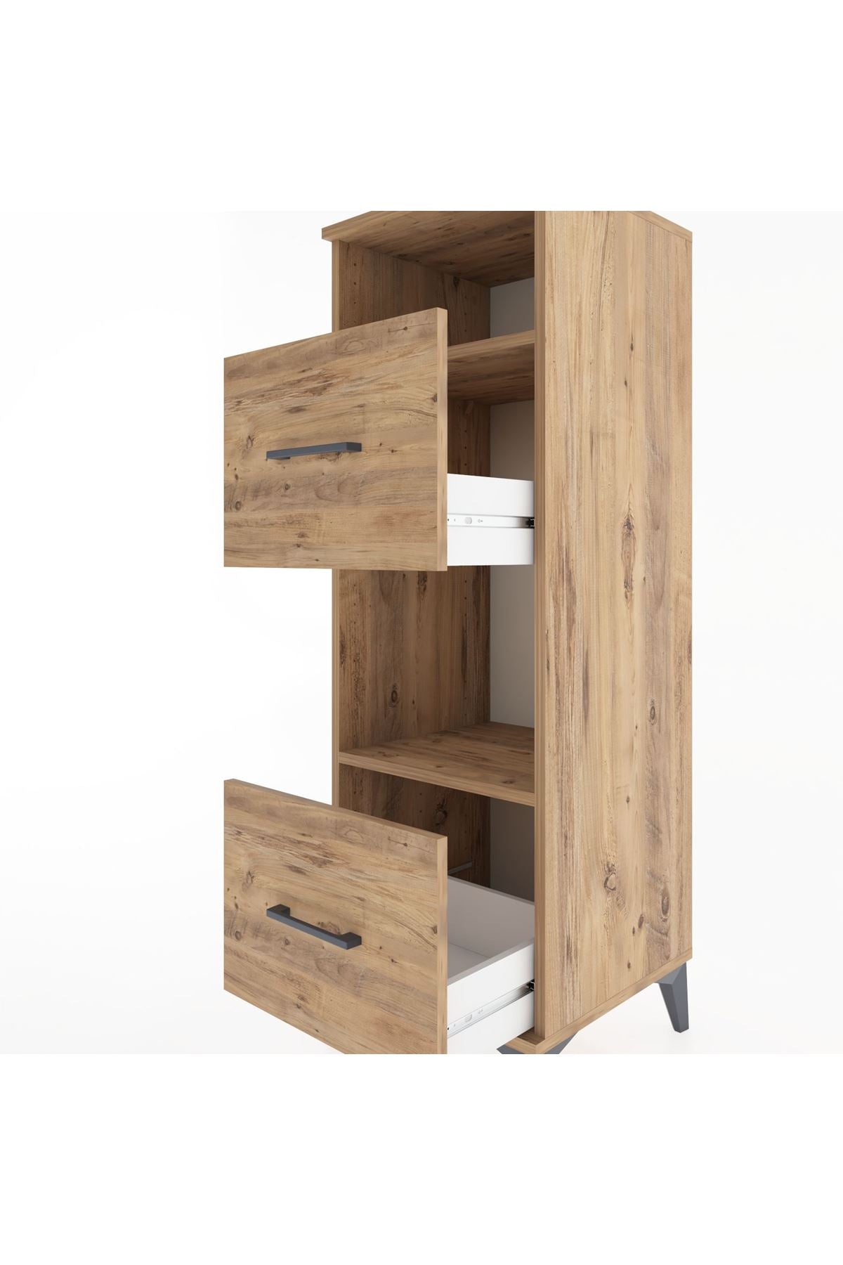 Hyperion Dolap 2 Raflı 2 Çekmeceli 44x44x134 Çam-Çam