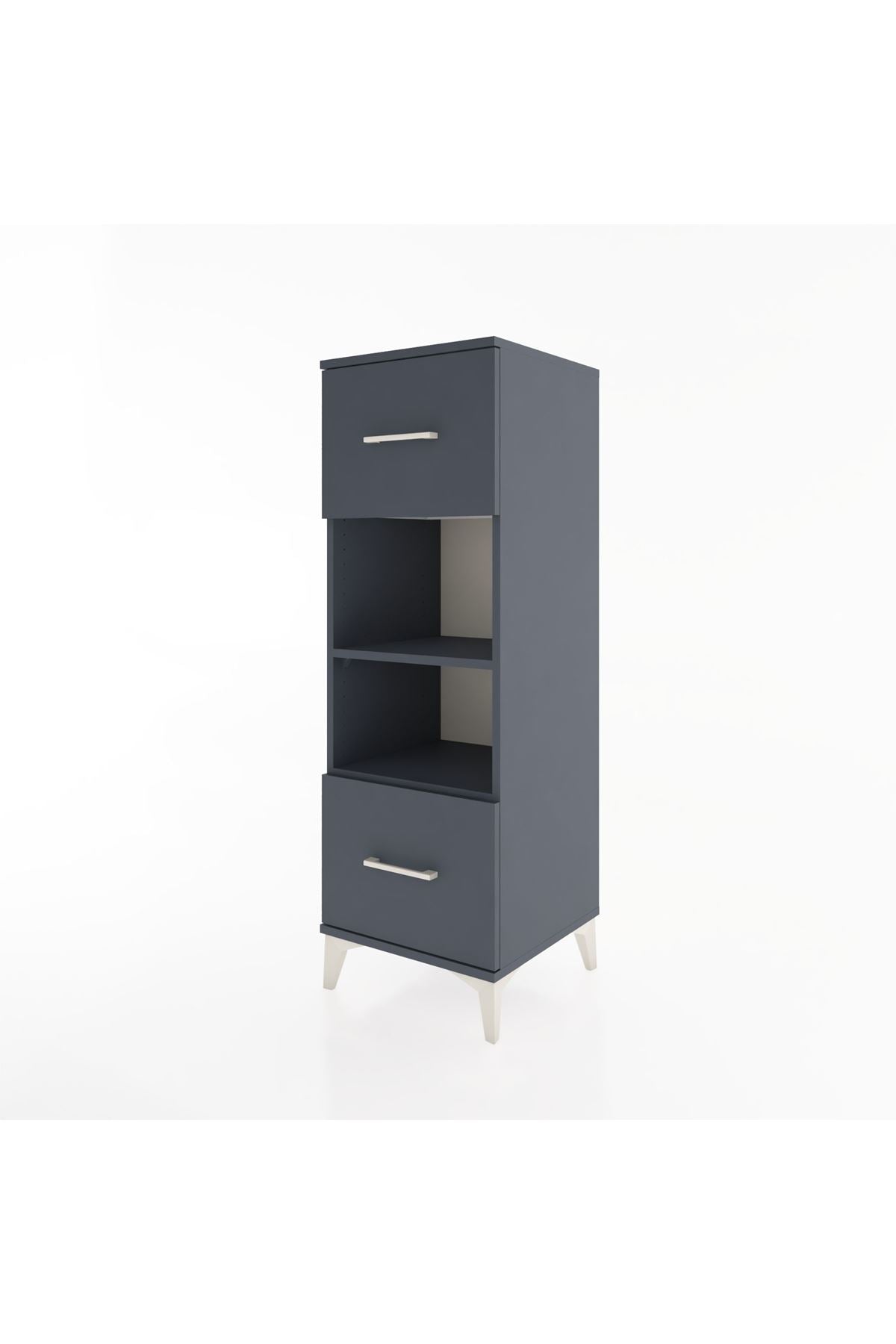 Hyperion Dolap 2 Raflı 2 Çekmeceli 44x44x134 Antrasit-Antrasit