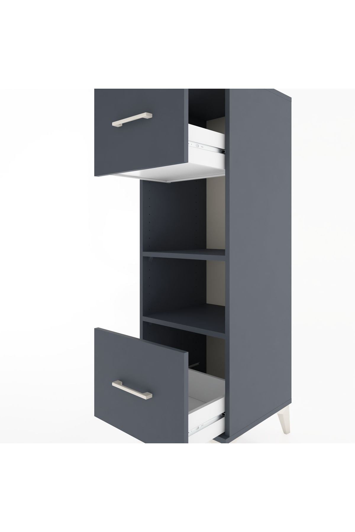 Hyperion Dolap 2 Raflı 2 Çekmeceli 44x44x134 Antrasit-Antrasit