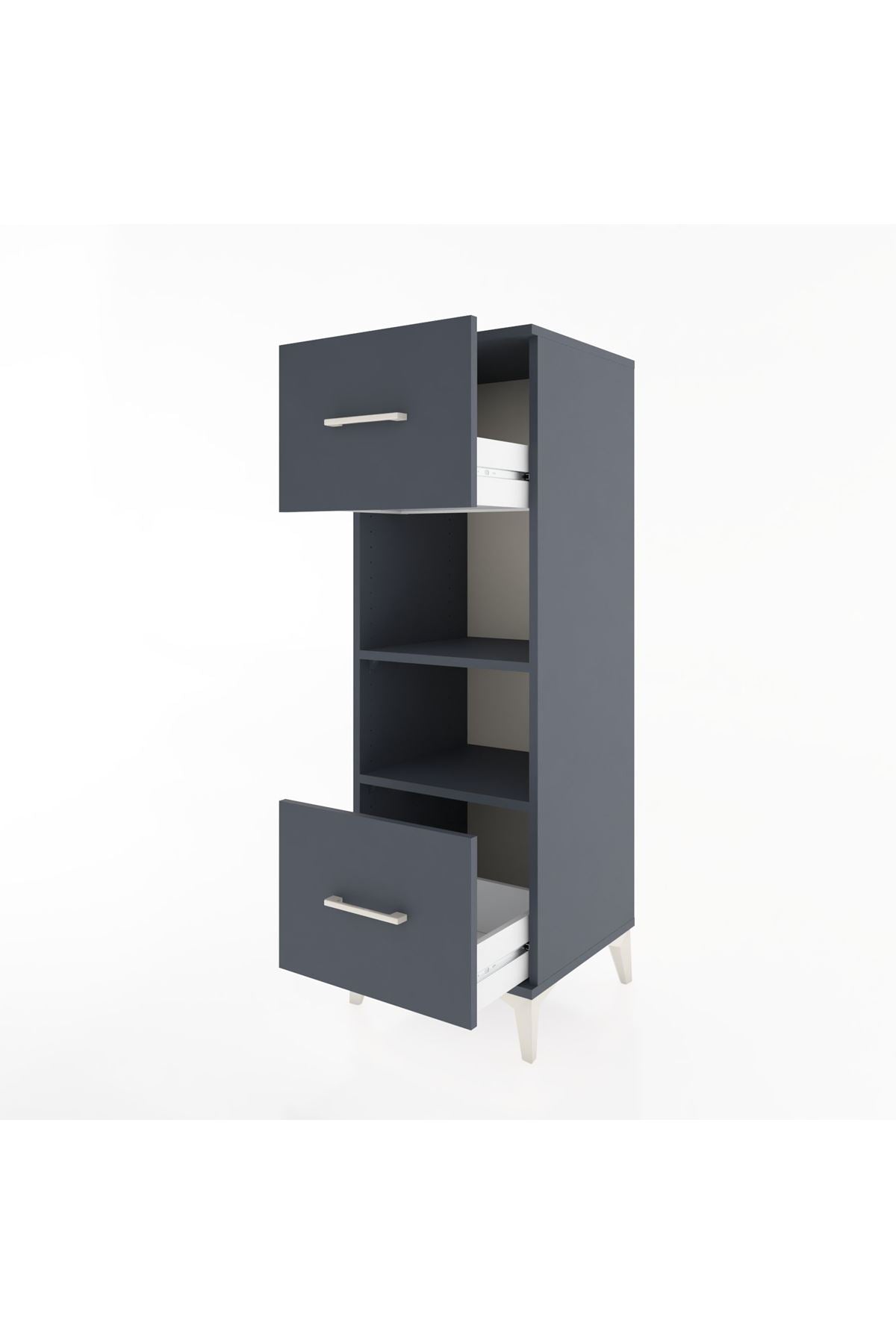 Hyperion Dolap 2 Raflı 2 Çekmeceli 44x44x134 Antrasit-Antrasit