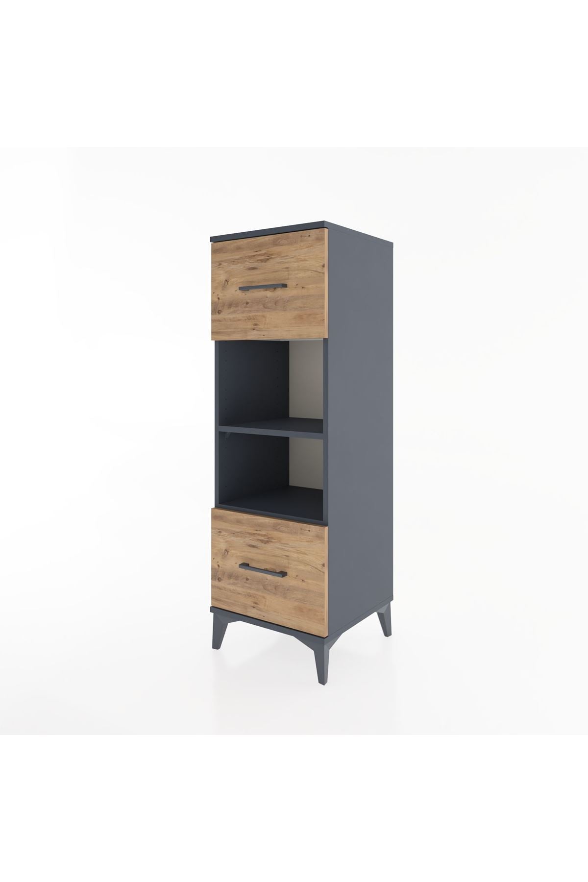 Hyperion Dolap 2 Raflı 2 Çekmeceli 44x44x134 Antrasit-Çam