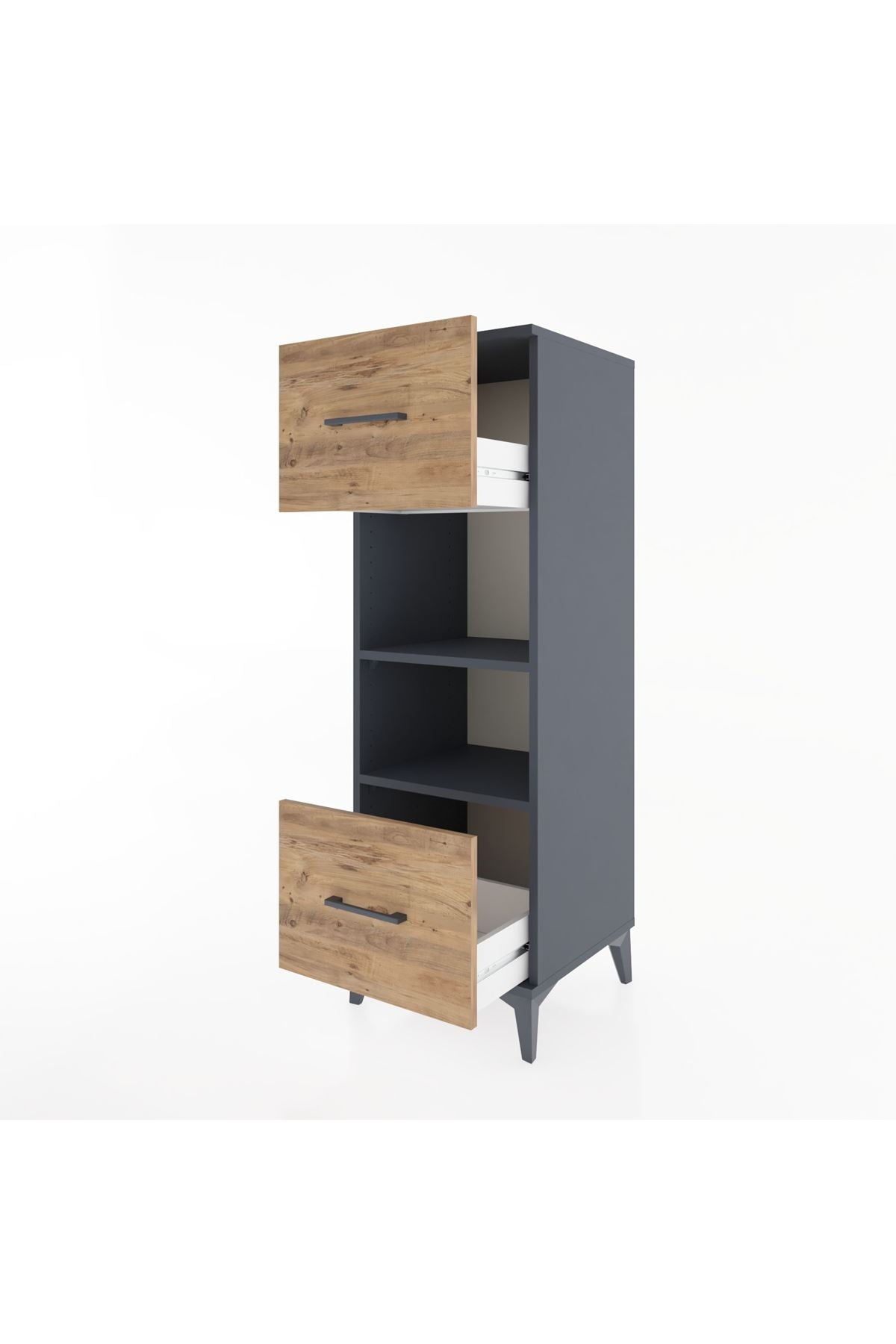 Hyperion Dolap 2 Raflı 2 Çekmeceli 44x44x134 Antrasit-Çam