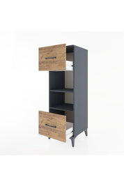 Hyperion Dolap 2 Raflı 2 Çekmeceli 44x44x134 Antrasit-Çam