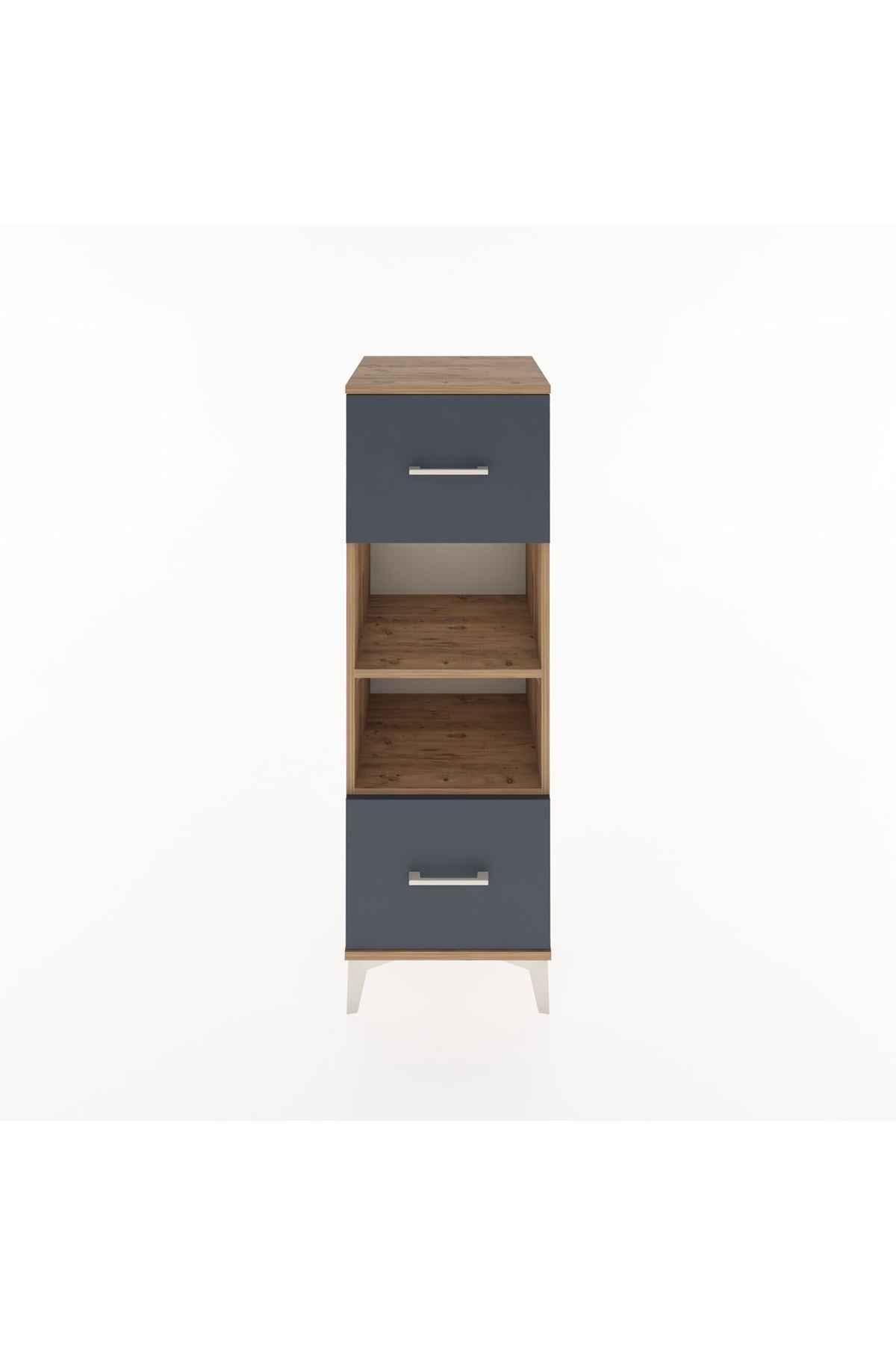 Hyperion Dolap 2 Raflı 2 Çekmeceli 44x44x134 Çam-Antrasit