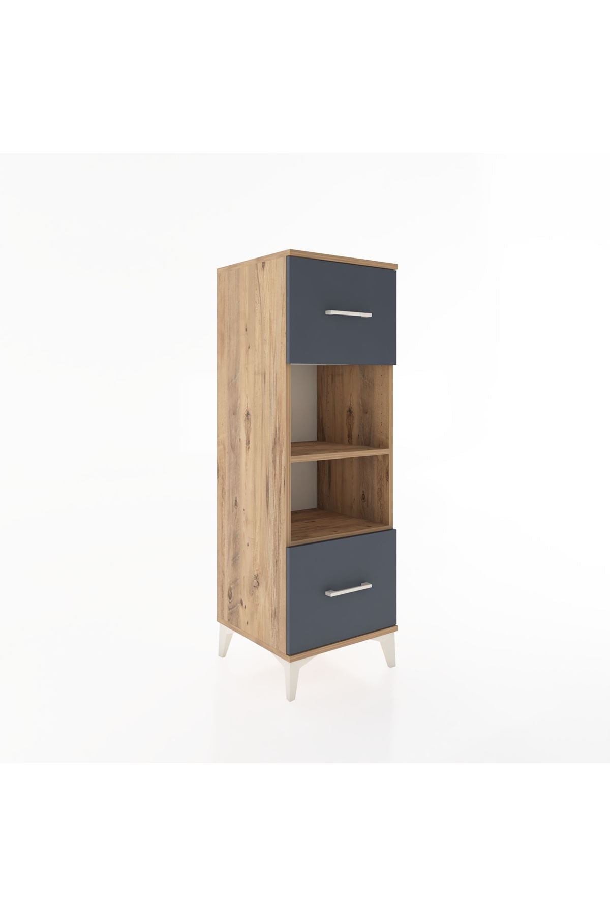 Hyperion Dolap 2 Raflı 2 Çekmeceli 44x44x134 Çam-Antrasit