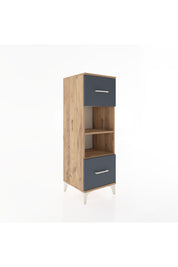 Hyperion Dolap 2 Raflı 2 Çekmeceli 44x44x134 Çam-Antrasit