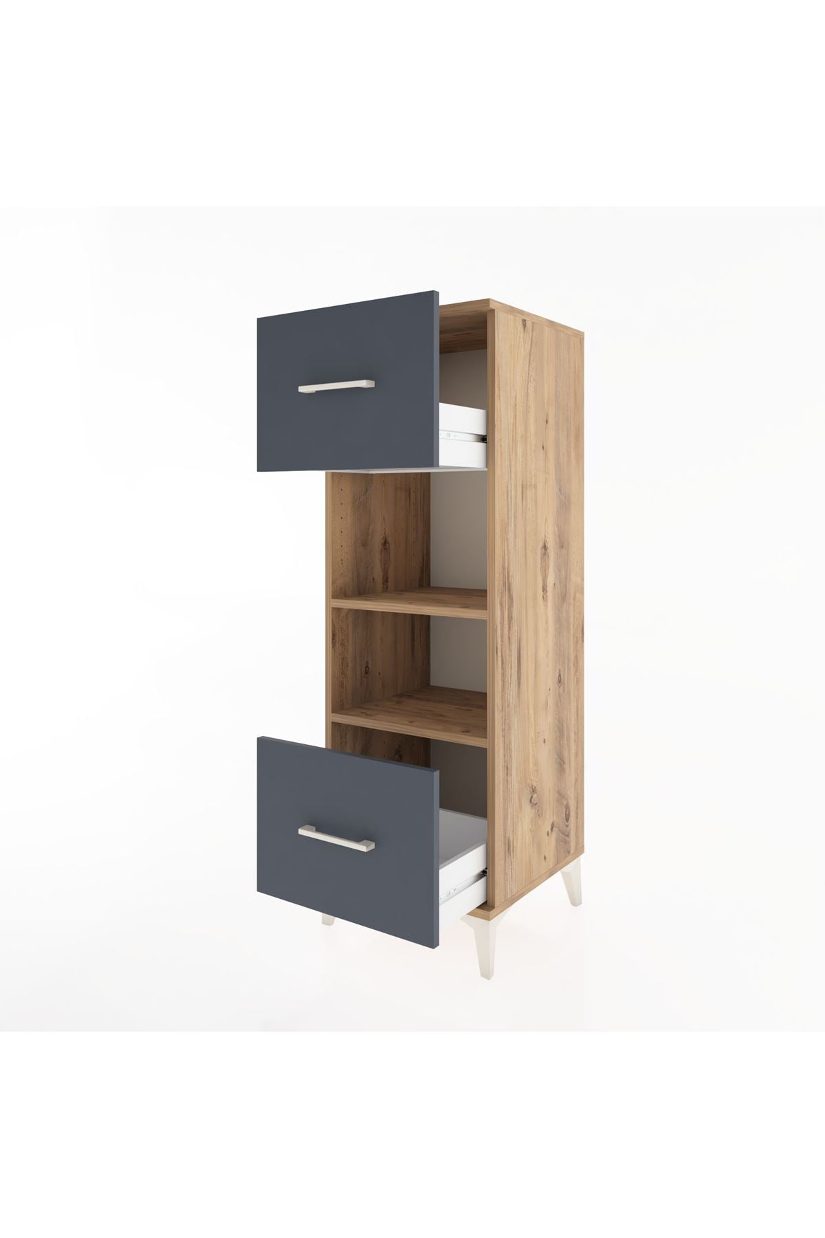 Hyperion Dolap 2 Raflı 2 Çekmeceli 44x44x134 Çam-Antrasit