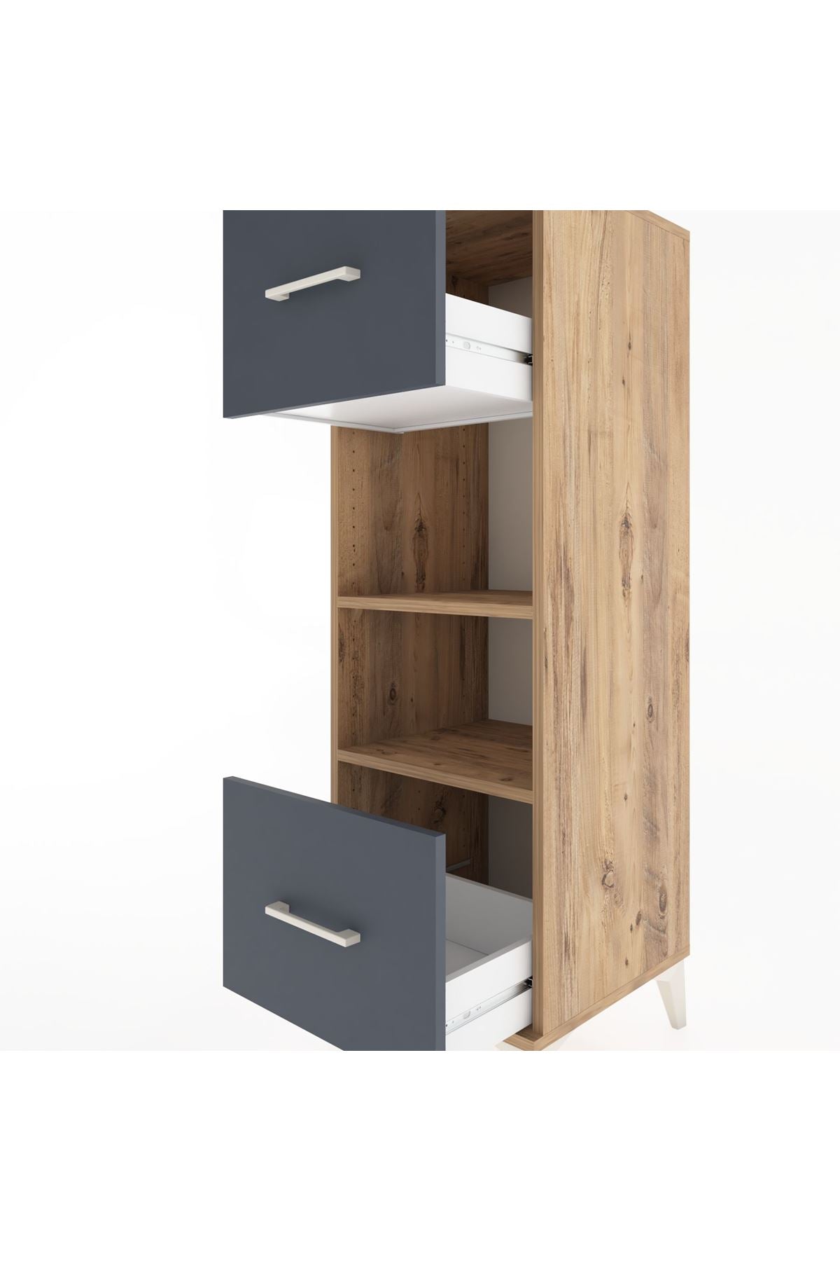 Hyperion Dolap 2 Raflı 2 Çekmeceli 44x44x134 Çam-Antrasit