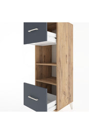 Hyperion Dolap 2 Raflı 2 Çekmeceli 44x44x134 Çam-Antrasit