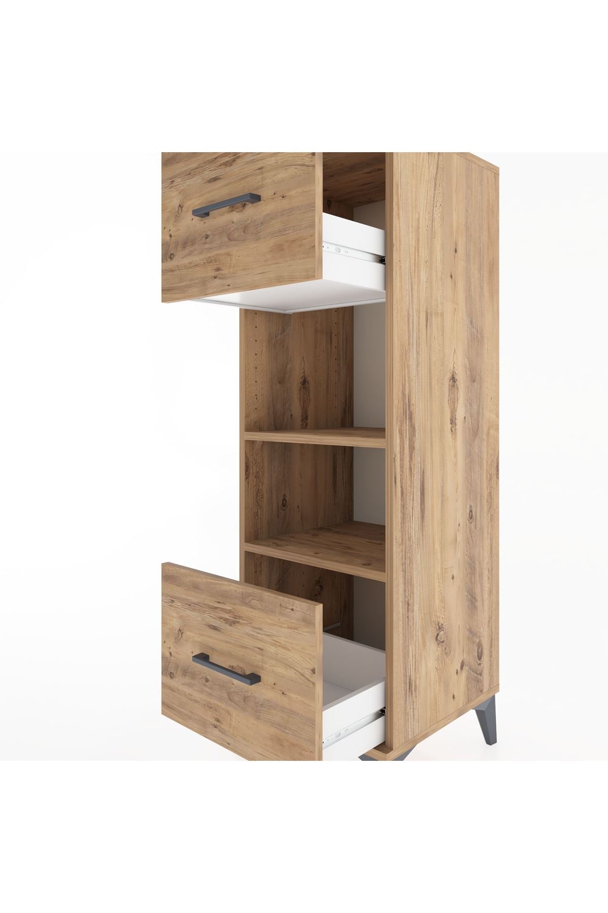 Hyperion Dolap 2 Raflı 2 Çekmeceli 44x44x134 Çam-Çam