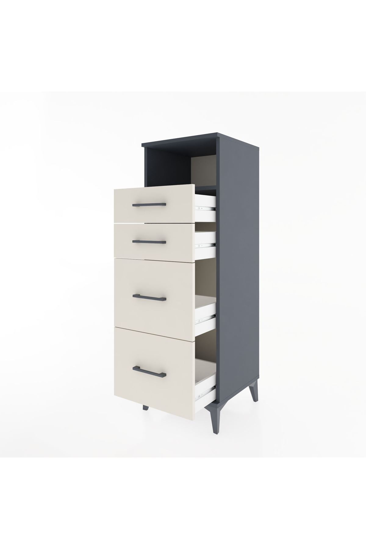 Hyperion Dolap Tek Raflı 4 Çekmeceli 44x44x134 Antrasit-Aytaşı