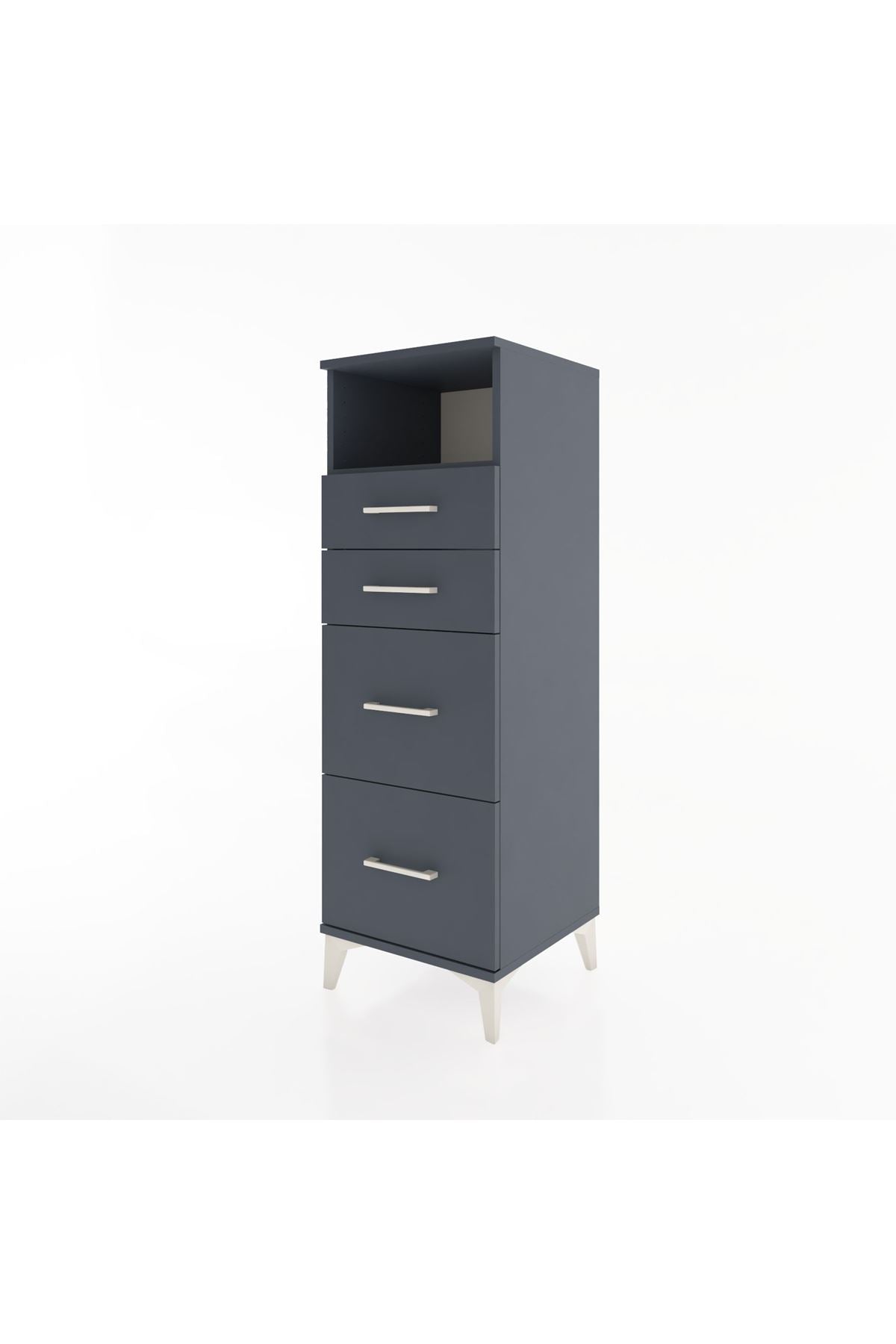 Hyperion Dolap Tek Raflı 4 Çekmeceli 44x44x134 Antrasit-Antrasit