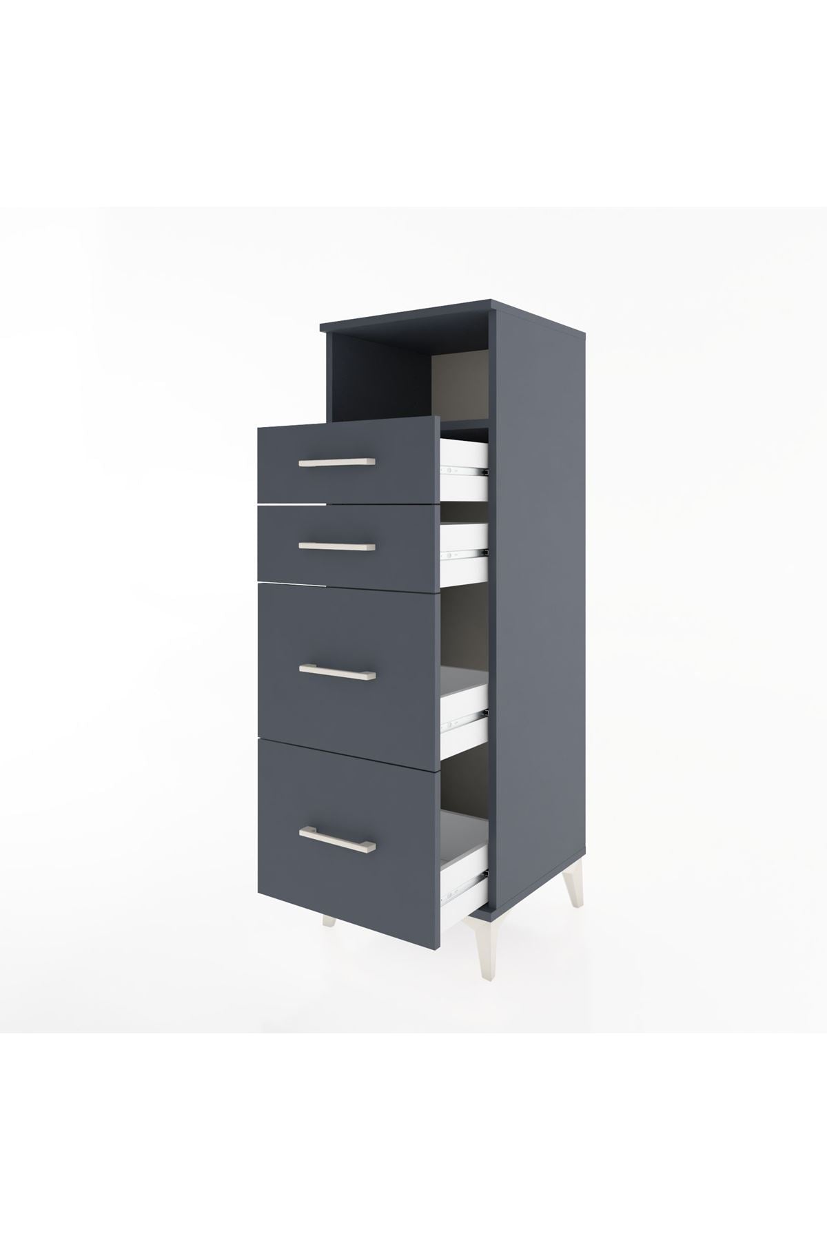 Hyperion Dolap Tek Raflı 4 Çekmeceli 44x44x134 Antrasit-Antrasit