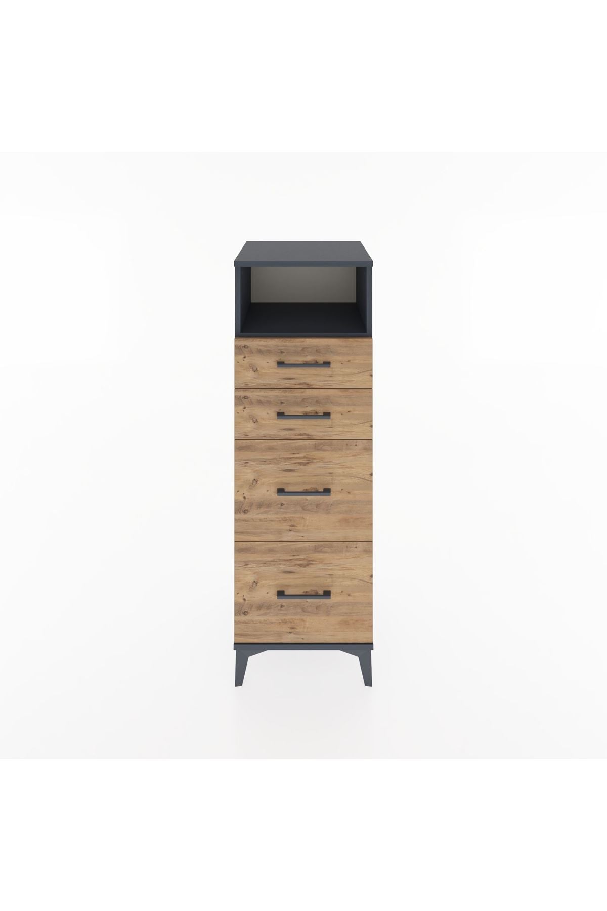 Hyperion Dolap Tek Raflı 4 Çekmeceli 44x44x134 Antrasit-Çam