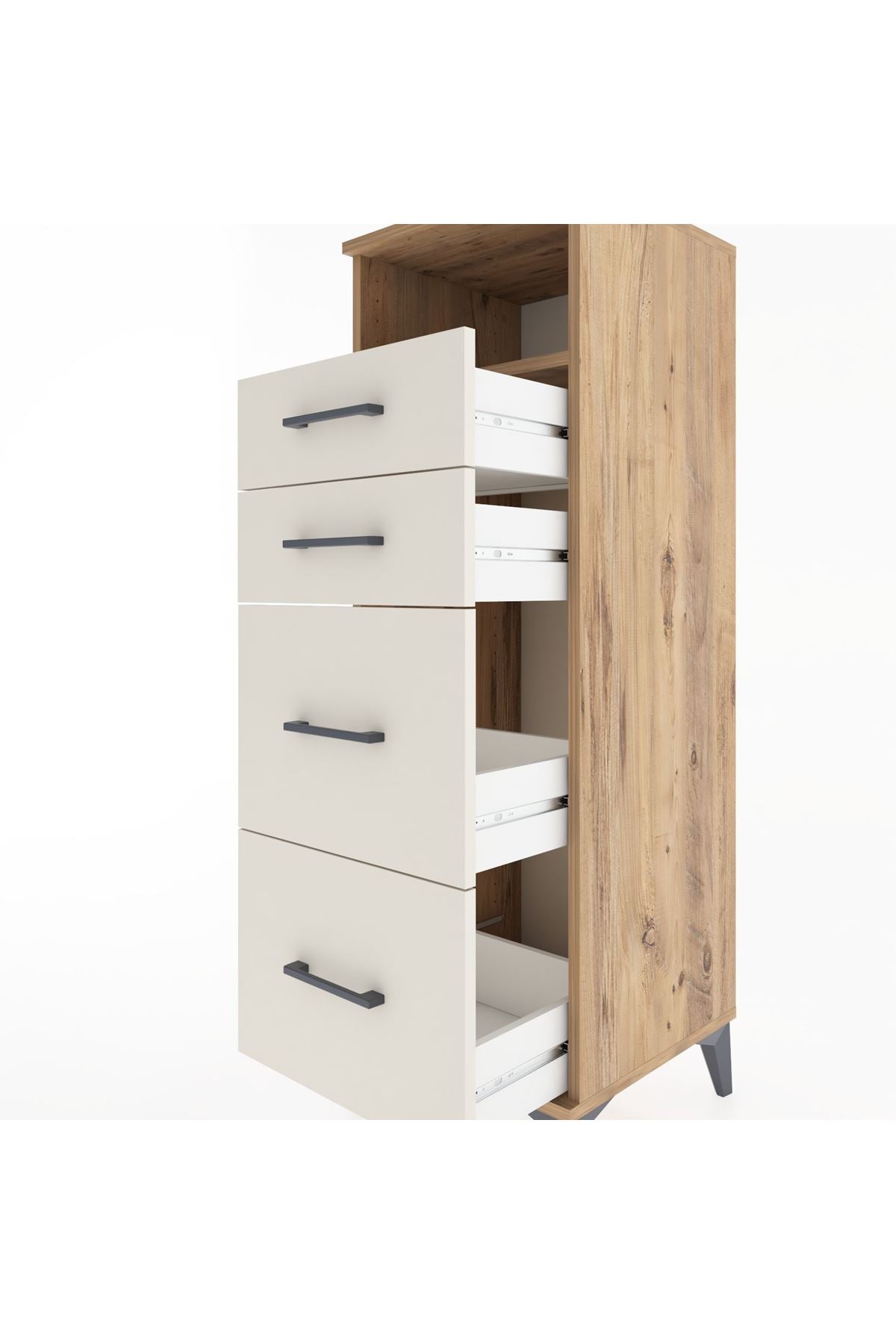 Hyperion Dolap Tek Raflı 4 Çekmeceli 44x44x134 Çam-Aytaşı