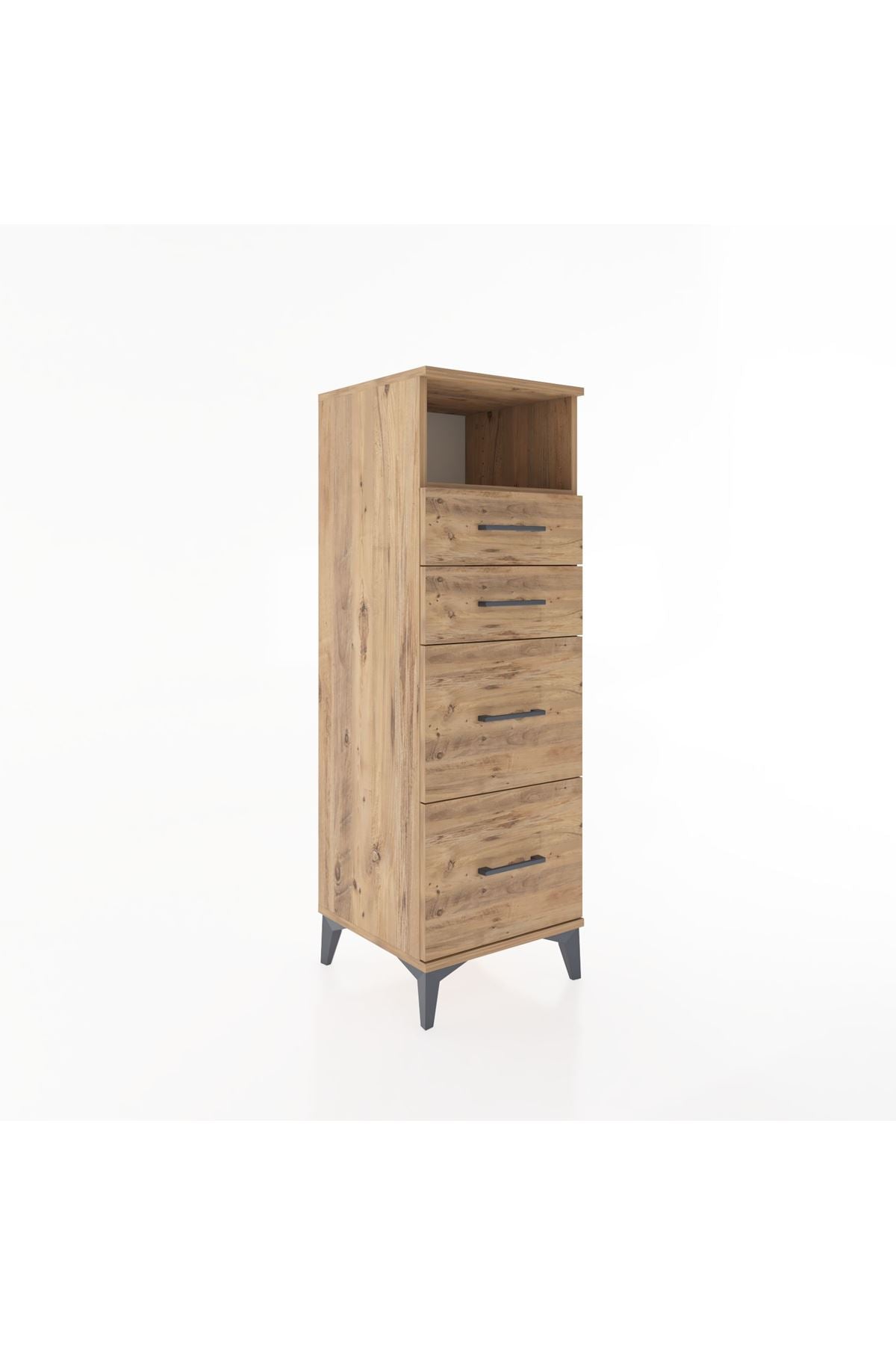 Hyperion Dolap Tek Raflı 4 Çekmeceli 44x44x134 Çam-Çam