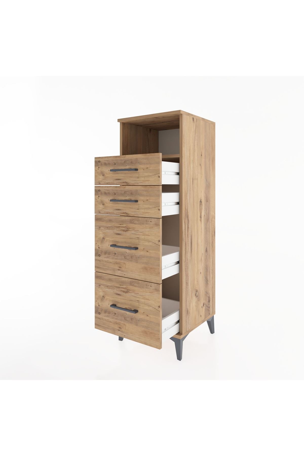 Hyperion Dolap Tek Raflı 4 Çekmeceli 44x44x134 Çam-Çam