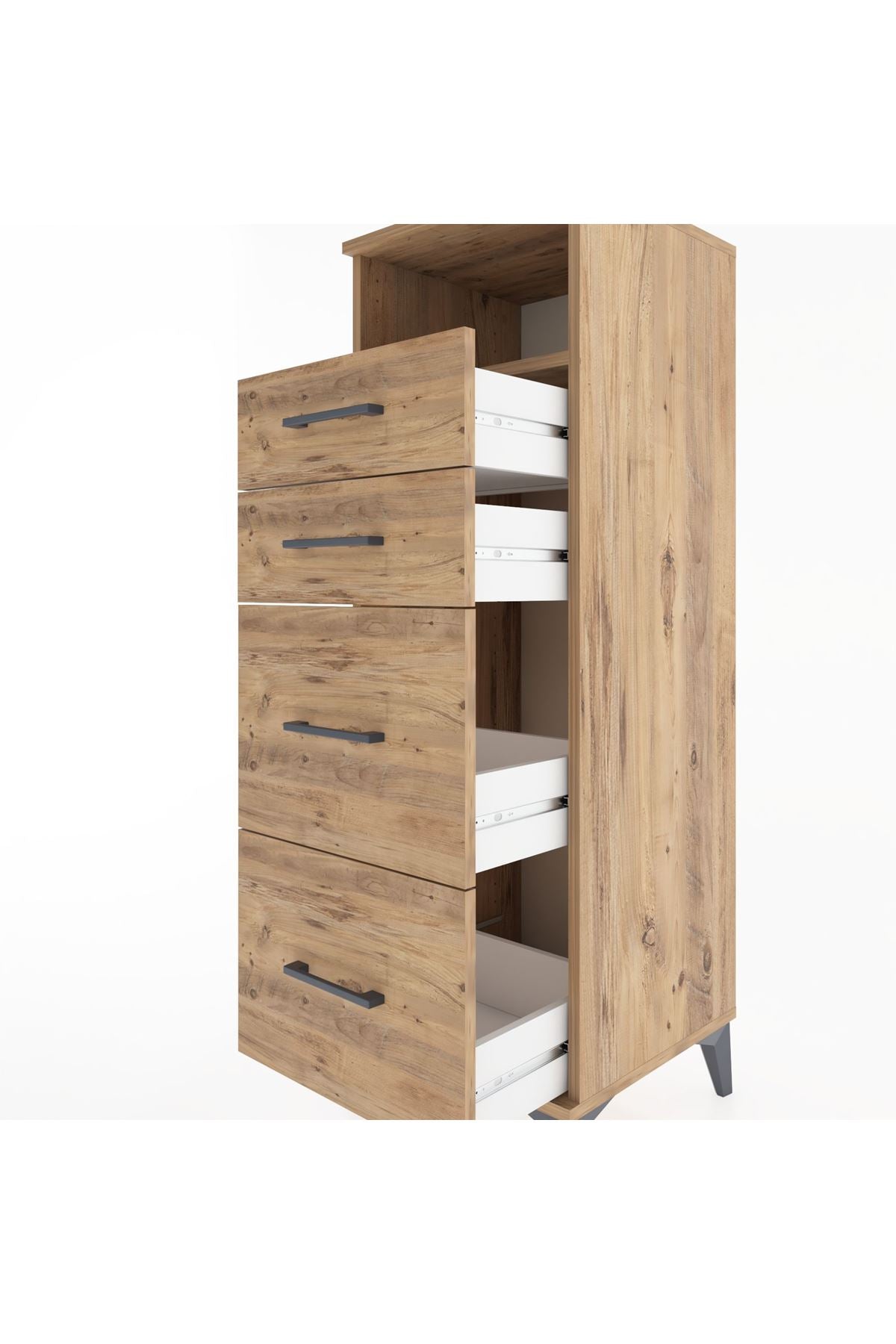 Hyperion Dolap Tek Raflı 4 Çekmeceli 44x44x134 Çam-Çam