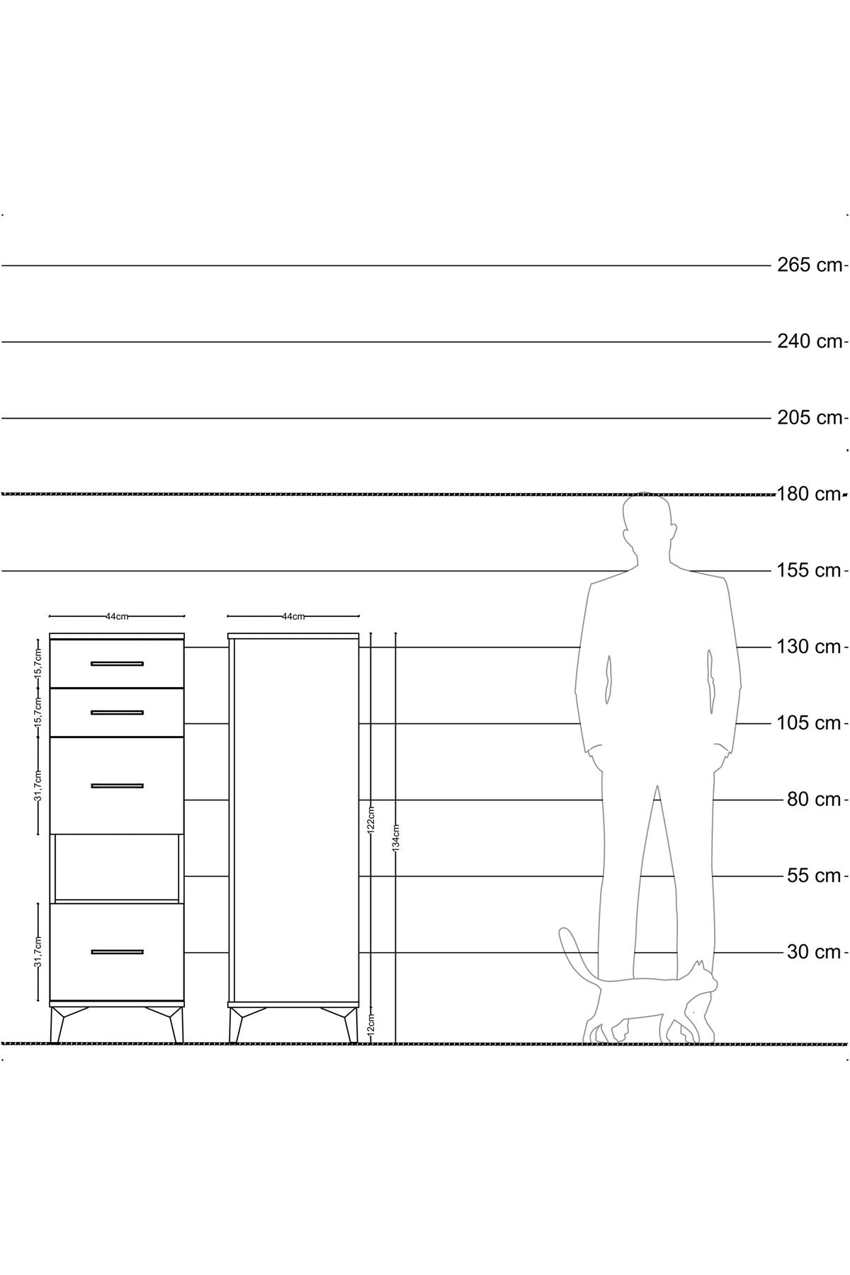 Hyperion Dolap Tek Raflı 4 Çekmeceli 44x44x134 Aytaşı-Antrasit