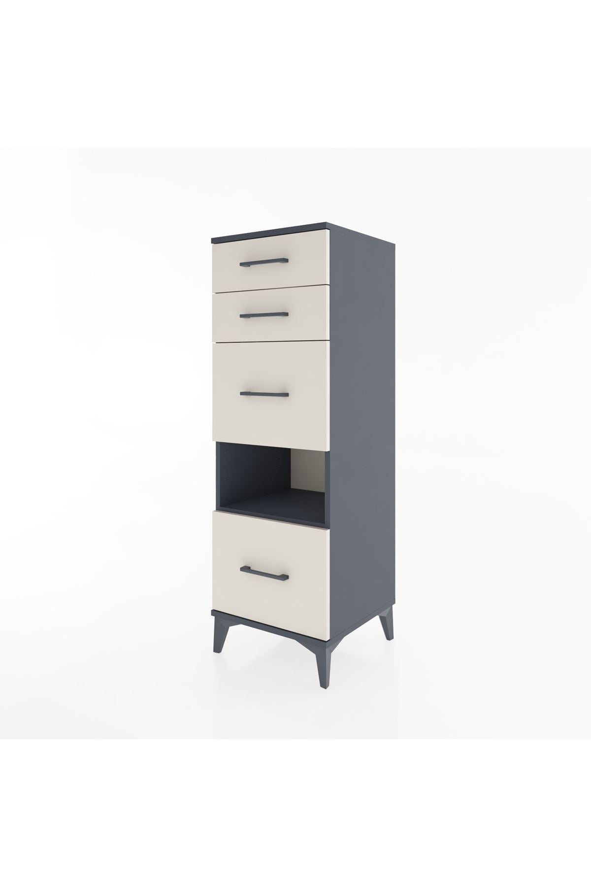 Hyperion Dolap Tek Raflı 4 Çekmeceli 44x44x134 Antrasit-Aytaşı