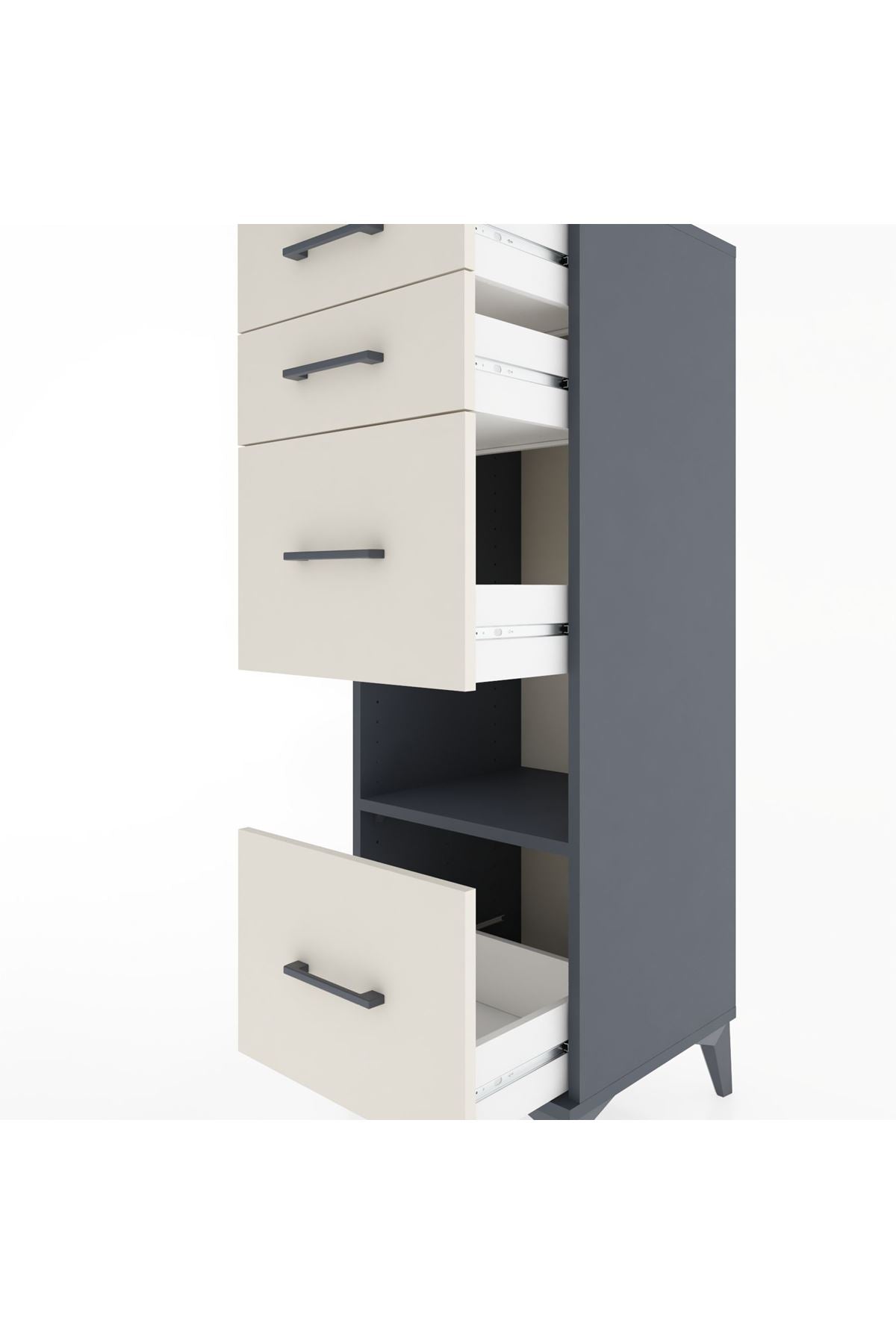 Hyperion Dolap Tek Raflı 4 Çekmeceli 44x44x134 Antrasit-Aytaşı
