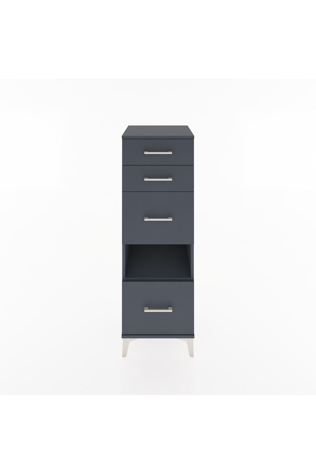 Hyperion Dolap Tek Raflı 4 Çekmeceli 44x44x134 Antrasit-Antrasit