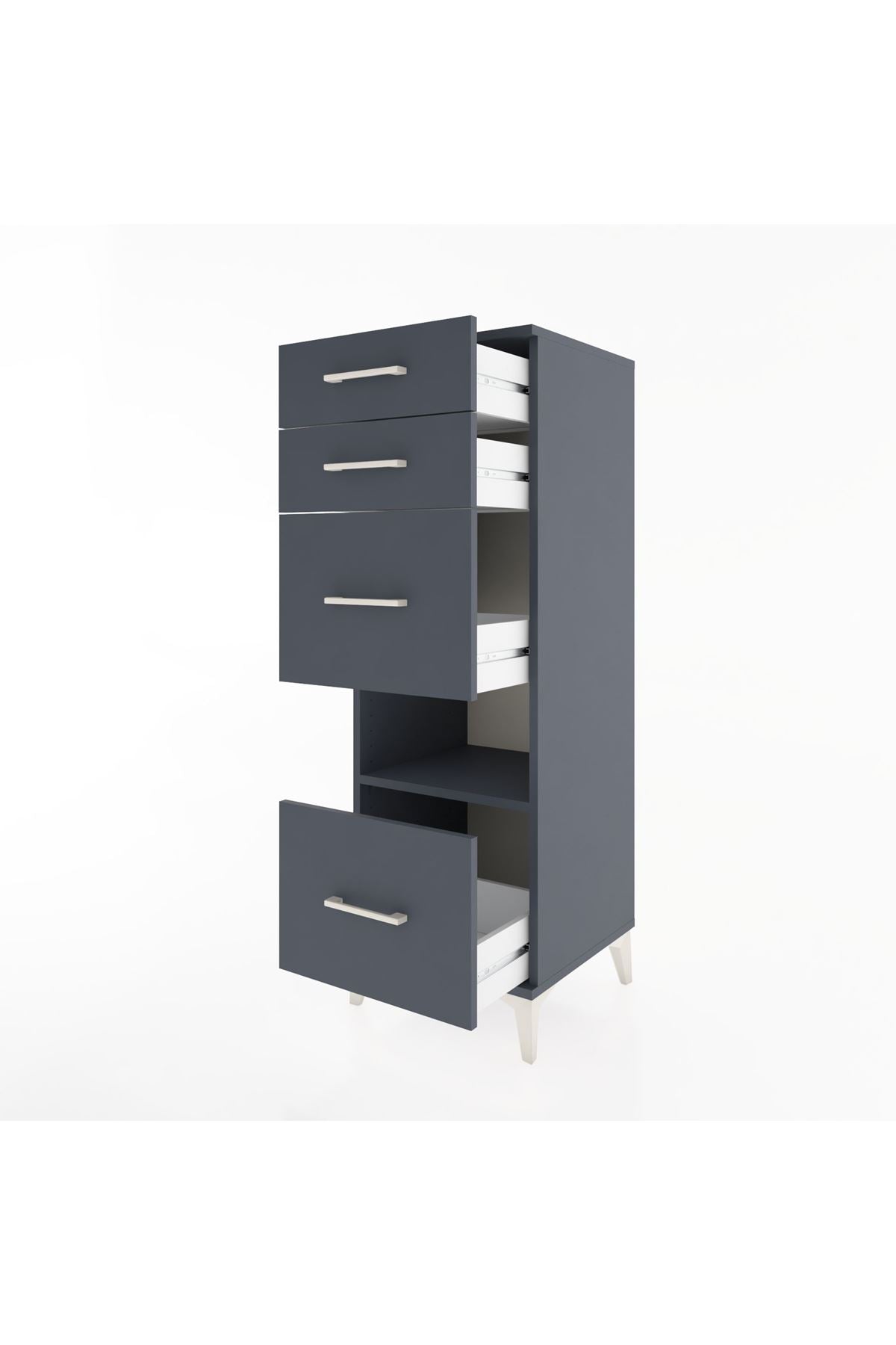 Hyperion Dolap Tek Raflı 4 Çekmeceli 44x44x134 Antrasit-Antrasit