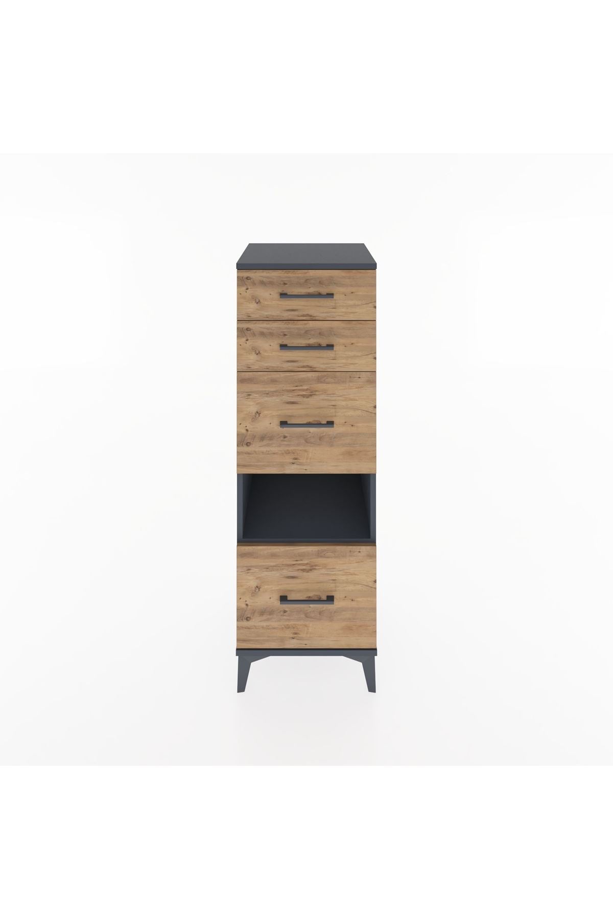 Hyperion Dolap Tek Raflı 4 Çekmeceli 44x44x134 Antrasit-Çam