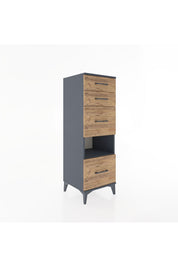 Hyperion Dolap Tek Raflı 4 Çekmeceli 44x44x134 Antrasit-Çam