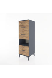 Hyperion Dolap Tek Raflı 4 Çekmeceli 44x44x134 Antrasit-Çam