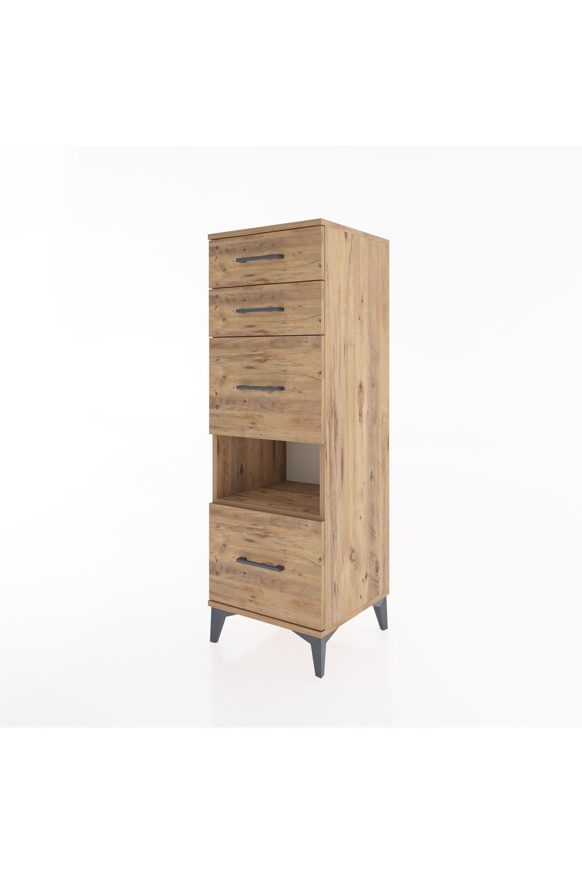 Hyperion Dolap Tek Raflı 4 Çekmeceli 44x44x134 Çam-Çam