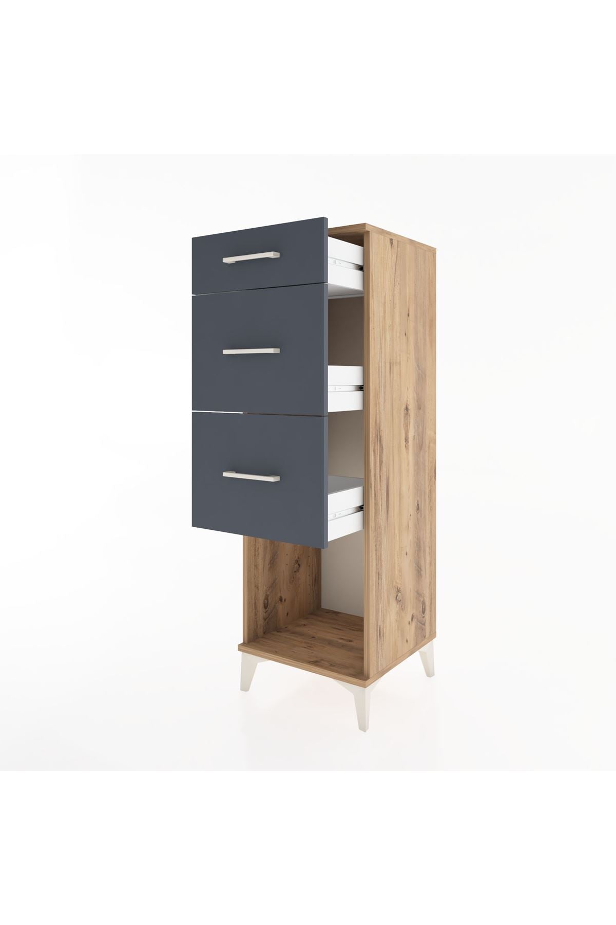 Hyperion Dolap 3 Çekmeceli 44x44x134 Çam-Antrasit