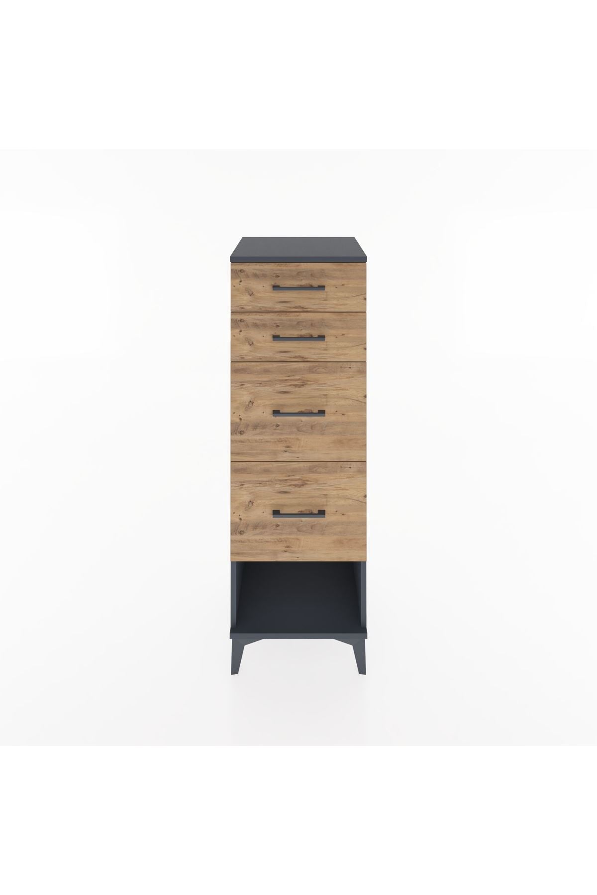 Hyperion Dolap 4 Çekmeceli 44x44x134 Antrasit-Çam