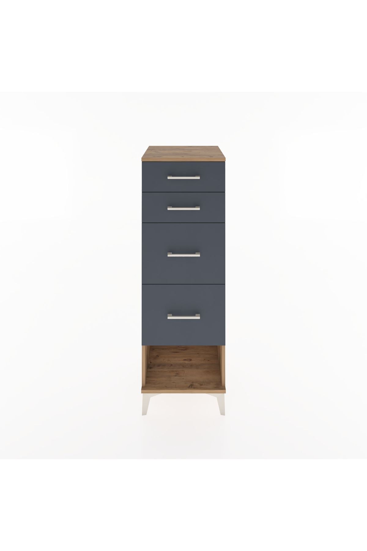 Hyperion Dolap 4 Çekmeceli 44x44x134 Çam-Antrasit