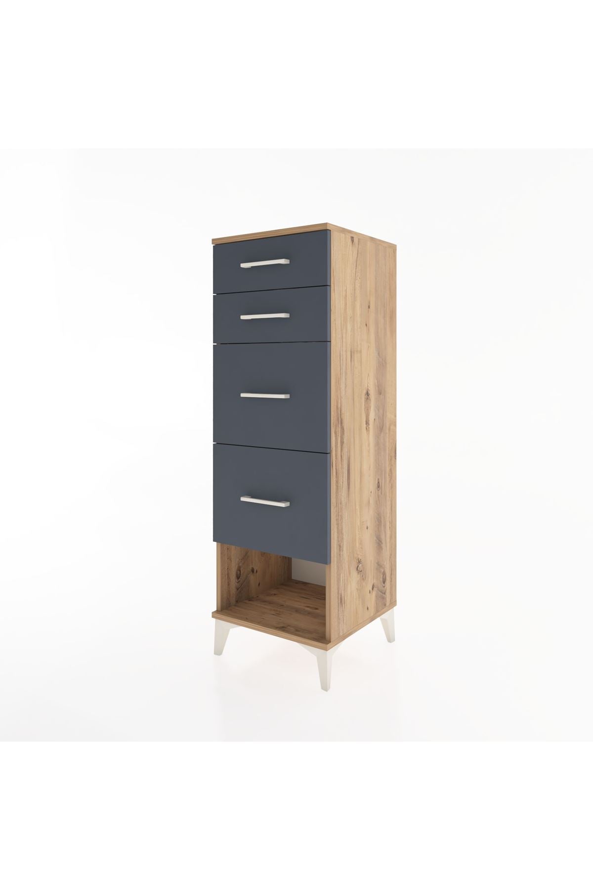 Hyperion Dolap 4 Çekmeceli 44x44x134 Çam-Antrasit