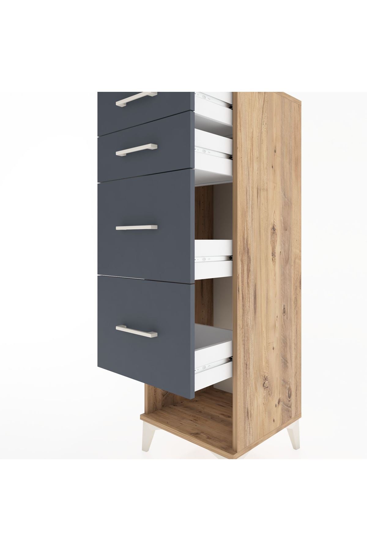 Hyperion Dolap 4 Çekmeceli 44x44x134 Çam-Antrasit