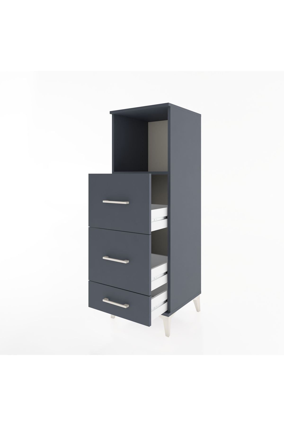 Hyperion Dolap Tek Raflı 3 Çekmeceli 44x44x134 Antrasit-Antrasit