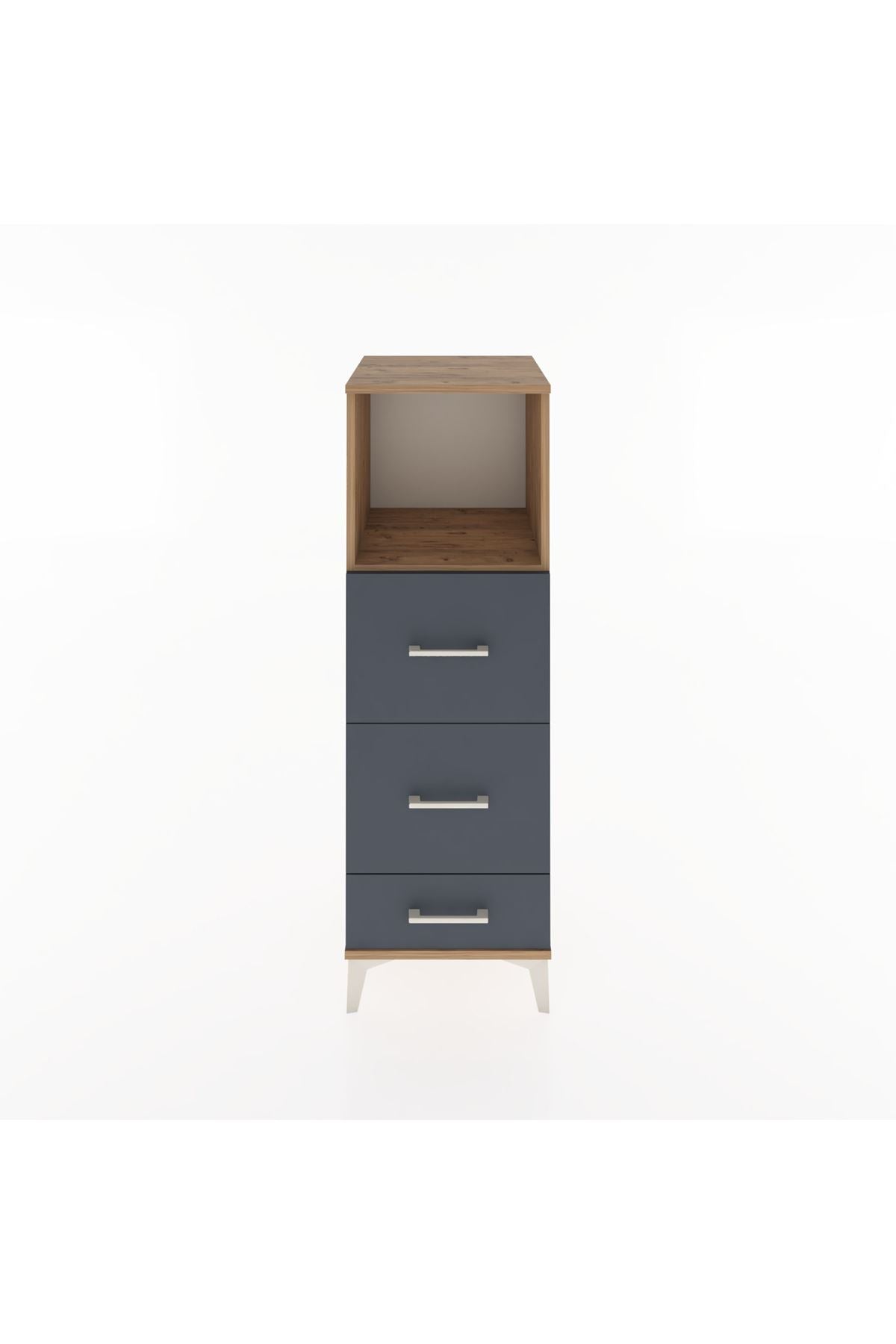 Hyperion Dolap Tek Raflı 3 Çekmeceli 44x44x134 Çam-Antrasit