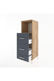 Hyperion Dolap Tek Raflı 3 Çekmeceli 44x44x134 Çam-Antrasit